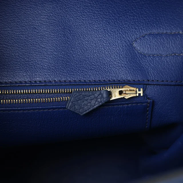 Hermès Birkin 35 Bleu Saphir Clemence Gold Hardware in Blue Clemence from Madison Avenue Couture, photo 8 of 9