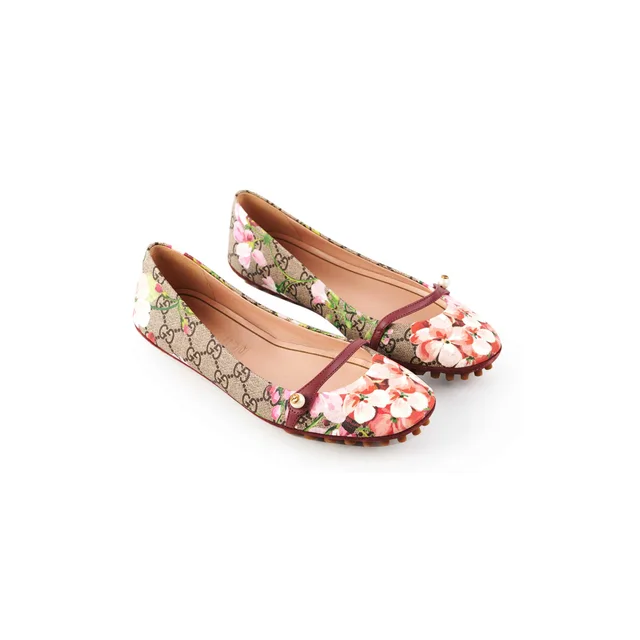 Gucci GG Supreme Blooms Ballet Flat (Size 38) in Canvas from The Purse Affair