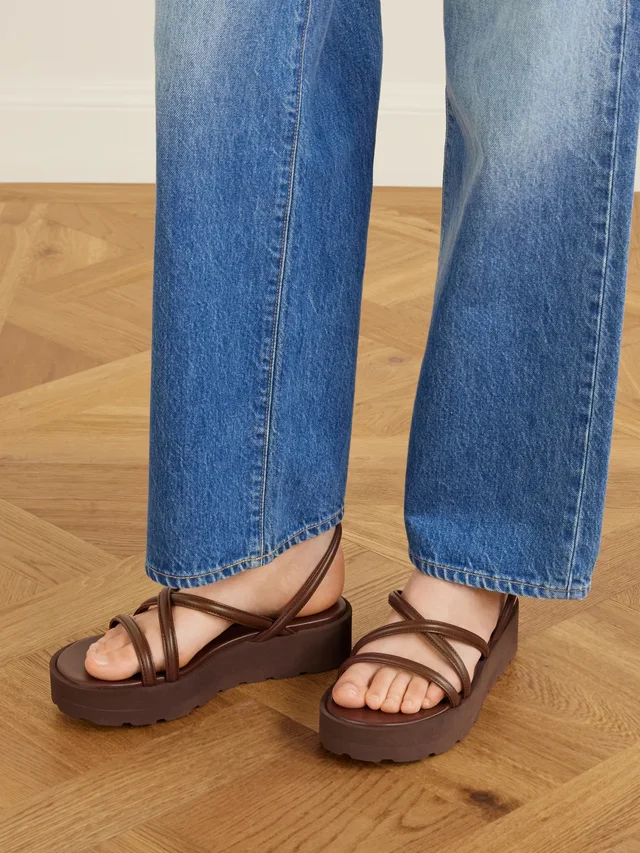 GIANVITO ROSSI Leather platform sandals in Brown, photo 2 of 2 from NET-A-PORTER (Canada)