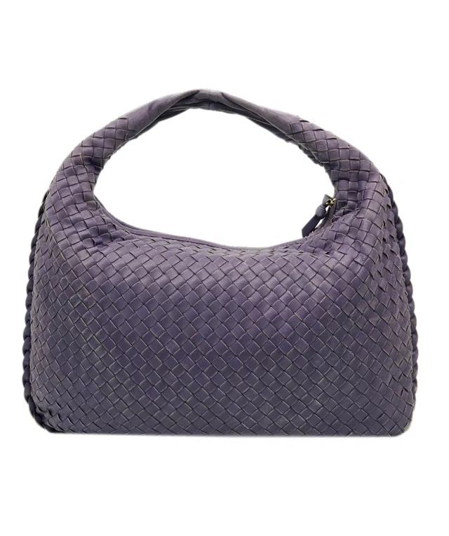 Bottega Veneta INTRECCIATO Hobo Shoulder Bag Leather Purple Auth yk10379 in Purple Woven leather from Luxury Promise