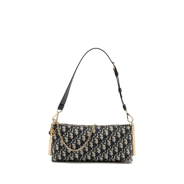 Dior Club Bag Blue Oblique Canvas LGHW in Blue Canvas from EMIER