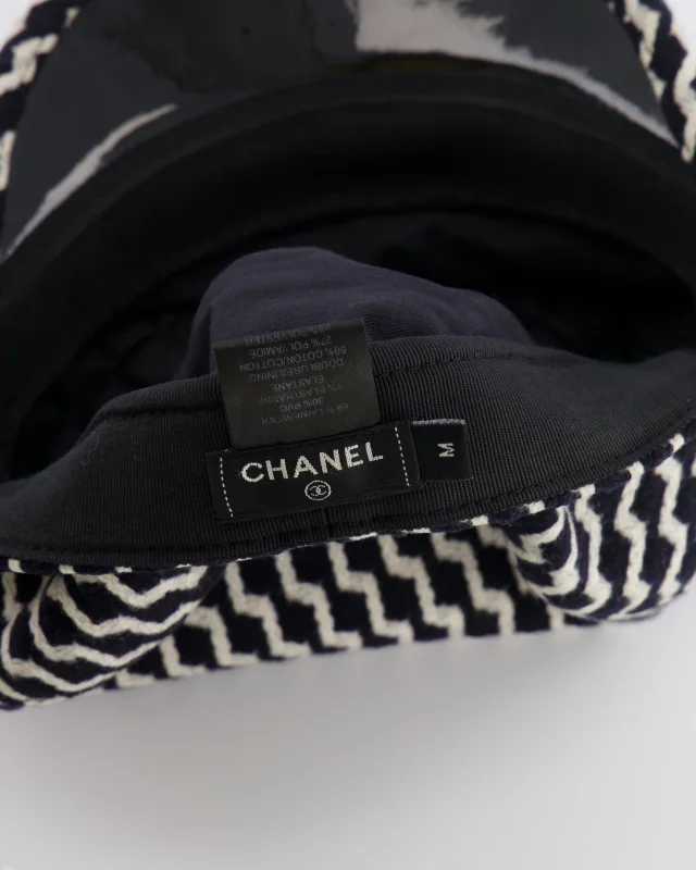 Chanel Black and White Wool Casket Hat with Vinyl Brim and Black CC Logo Detail Size M in Black Wool from Sellier, photo 9 of 10