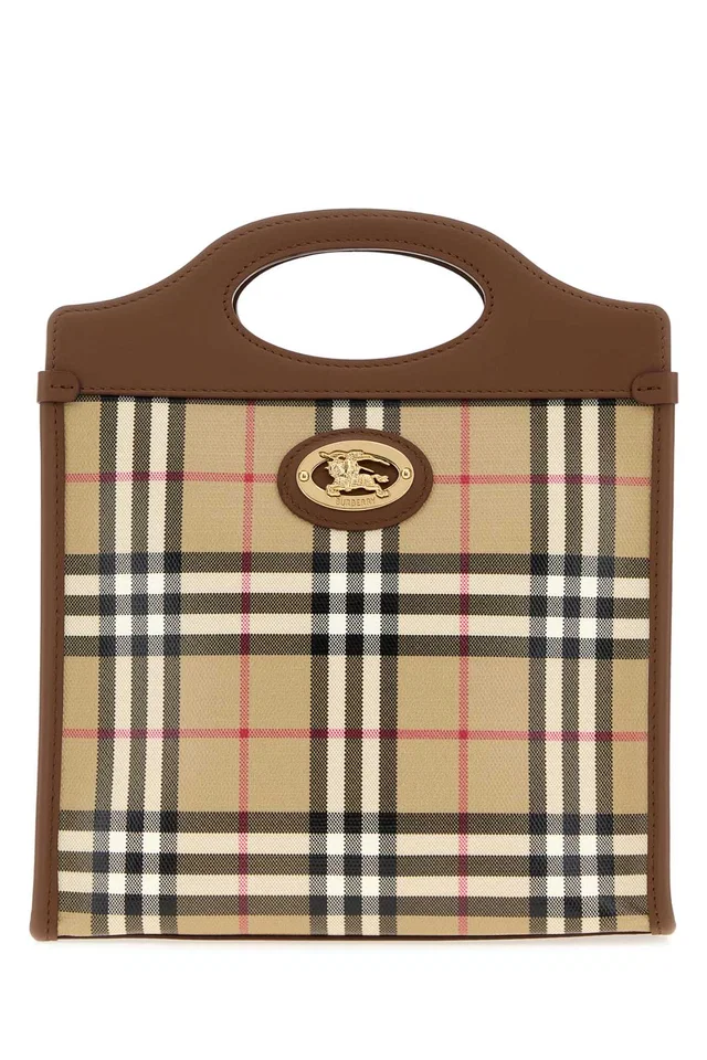 Burberry Check Canvas Top Handle Bag — Beige Cotton in Beige Canvas from HEWI