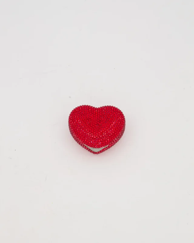 Judith Leiber Red Mini Heart Diamante Pill Box in Red from Sellier, photo 2 of 8