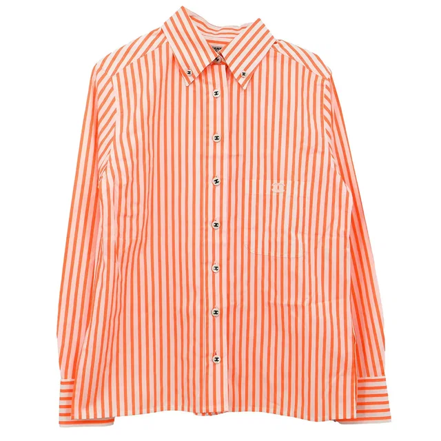 Chanel Blouse Shirt Orange #40 in Orange Cashmere from AMORE Vintage Tokyo