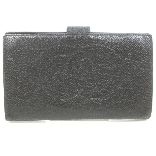 Chanel Black Caviar Logo CC Long Flap Wallet in Black Caviar leather from Bagriculture