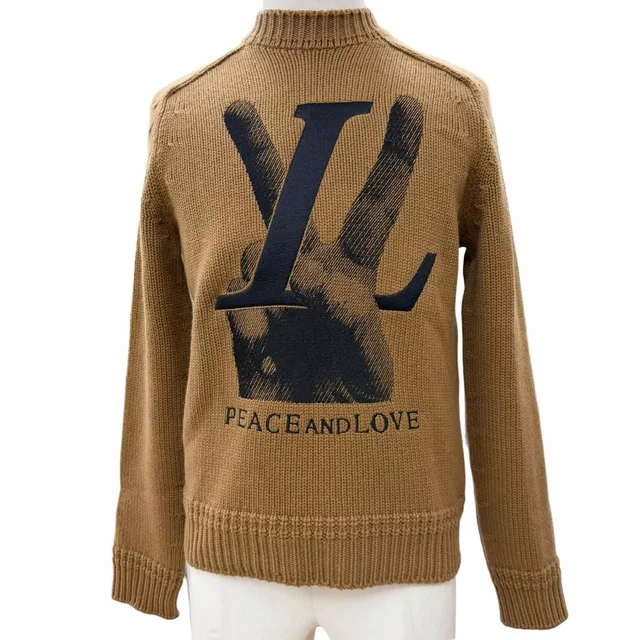 Peace and Love Cashmere Vicuna Blend LV Logo Hand Knit Sweater in Cashmere from The Reluxe