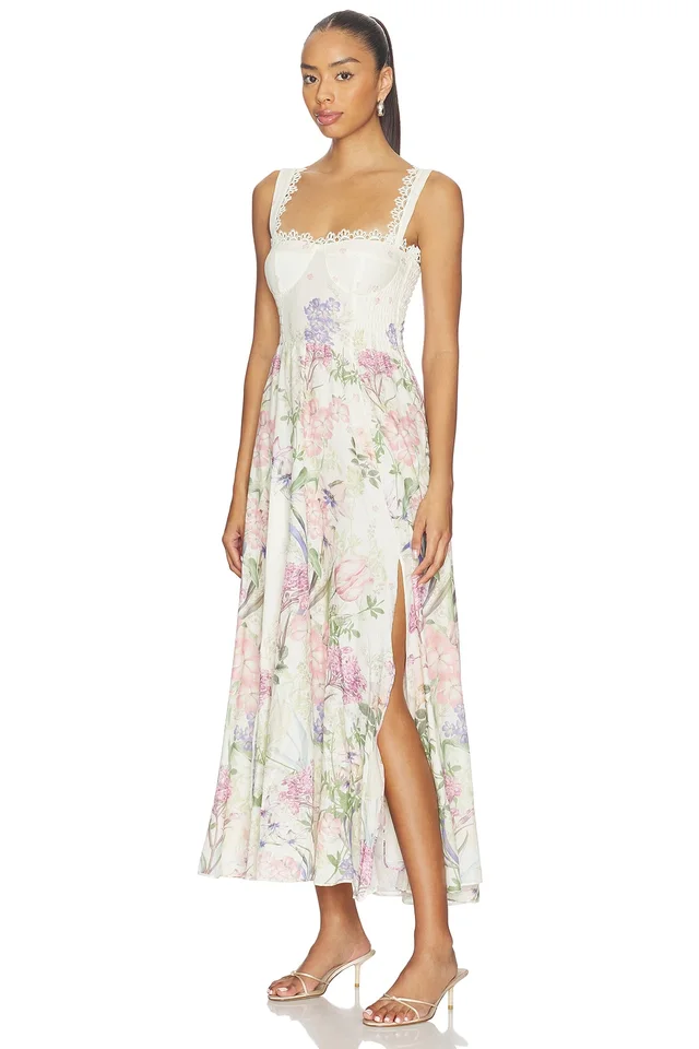 Charo Ruiz Ibiza Crissy Long Dress in Cream Botanic, photo 3 of 4 from REVOLVE (Canada)