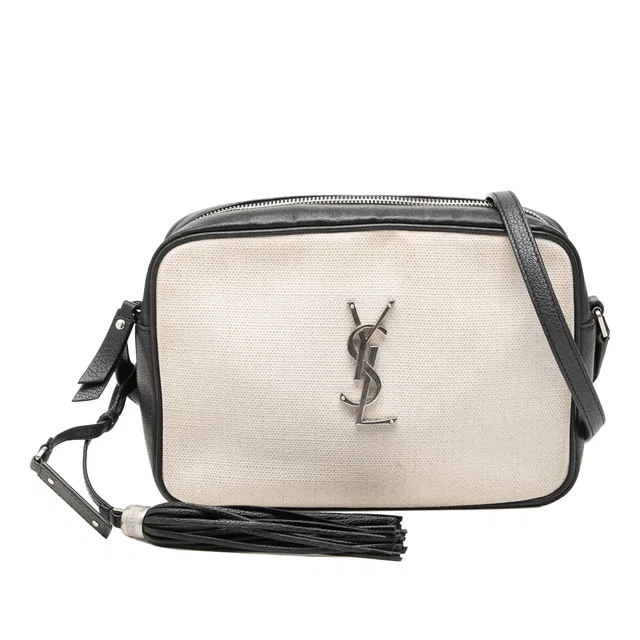 White Saint Laurent Canvas Monogram Lou Camera Bag in White Canvas from Designer Revival