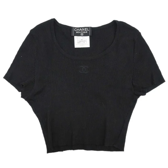 Chanel 1995 Cropped T-shirt Black #36 in Black from AMORE Vintage Tokyo