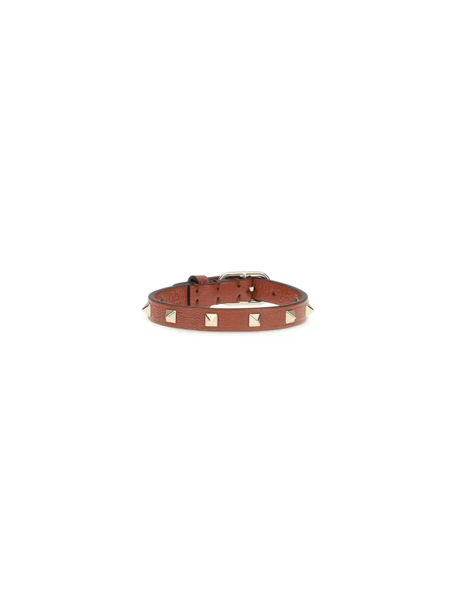 Valentino Garavani Rockstud Bracelet — Red Calf Leather Bos Taurus Bracelets in Red Calfskin from HEWI