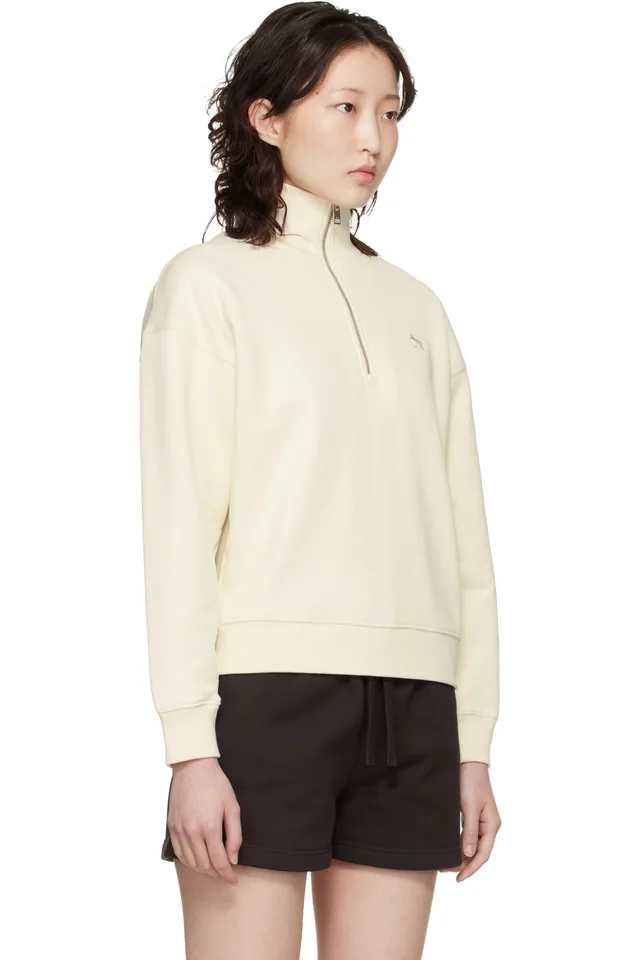 Maison Kitsuné Off-White Baby Fox Half Zip Sweatshirt, photo 2 of 4 from SSENSE