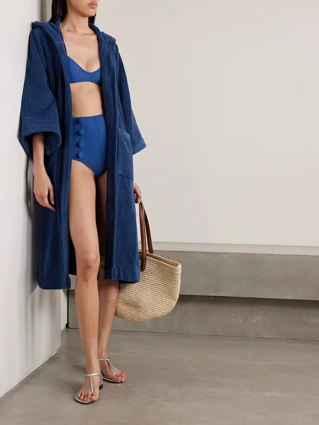 LISA MARIE FERNANDEZ Belted hooded cotton-terry robe in Blue, photo 2 of 2 from NET-A-PORTER (Canada)