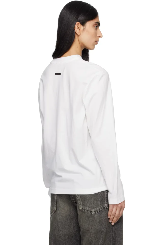 Fear of God White Varsity Long Sleeve T-shirt, photo 3 of 4 from SSENSE