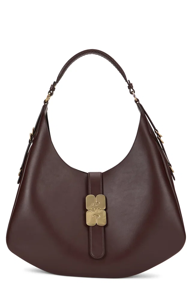 GANNI Calfskin Shoulder Bag — Brown in Brown Calfskin from HEWI
