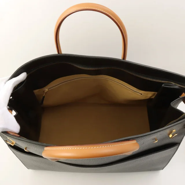 Hermès 1994 Airport 45 Black/Natural in Black from VINTAGE QOO TOKYO, photo 5 of 16
