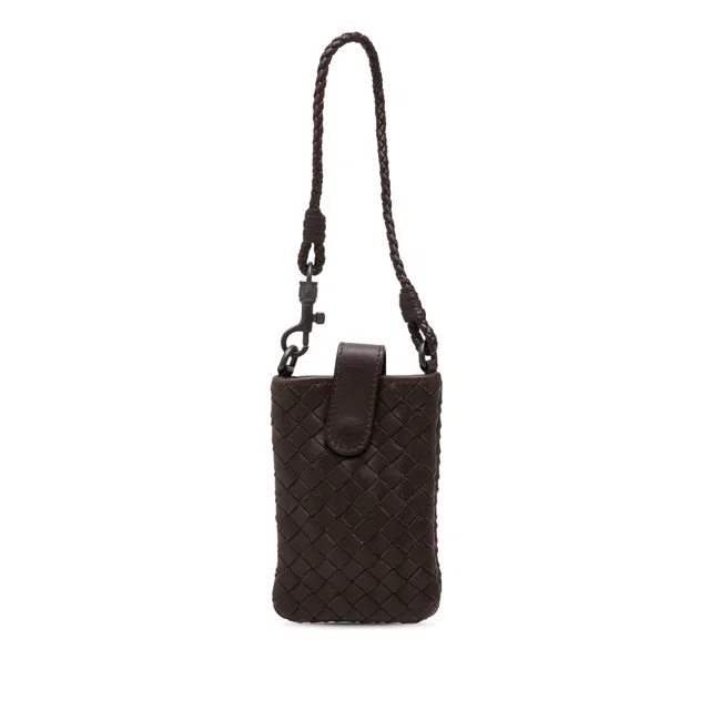 Brown Bottega Veneta Nappa Intrecciato Phone Holder in Brown Nappa leather from Designer Revival