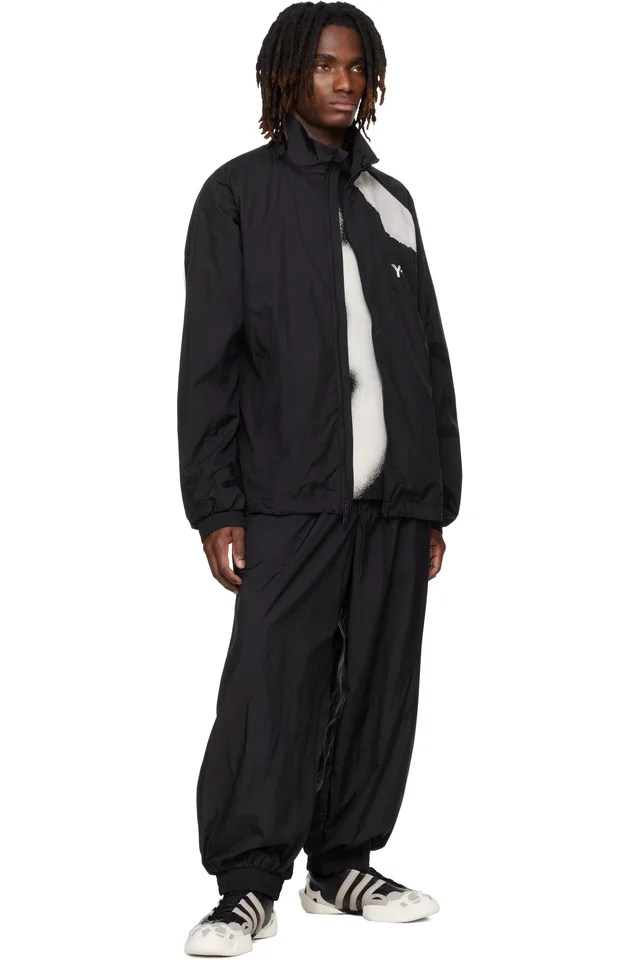 Y-3 Black Raw Edge 3 Stripes Nylon Shell Track Pants, photo 4 of 4 from SSENSE