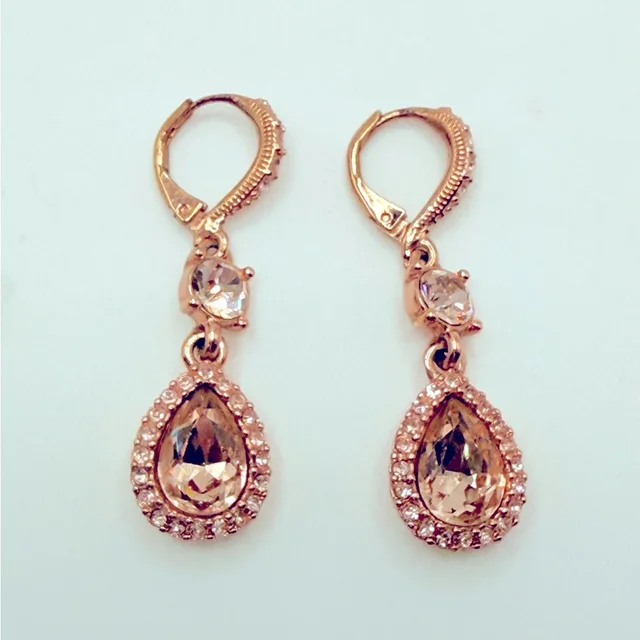 Givenchy Rose Gold Crystal Halo Set Teardrop & Pave Accent Dangle Earrings 1.5in in white|pink from Poshmark