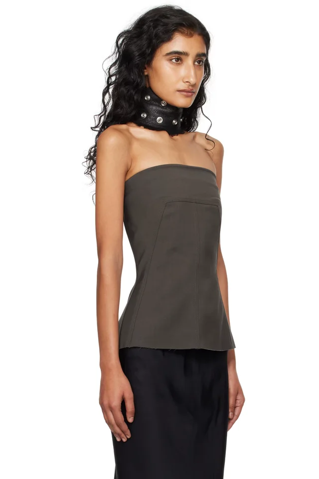 Rick Owens Gray Concordians Bustier Top, photo 2 of 4 from SSENSE