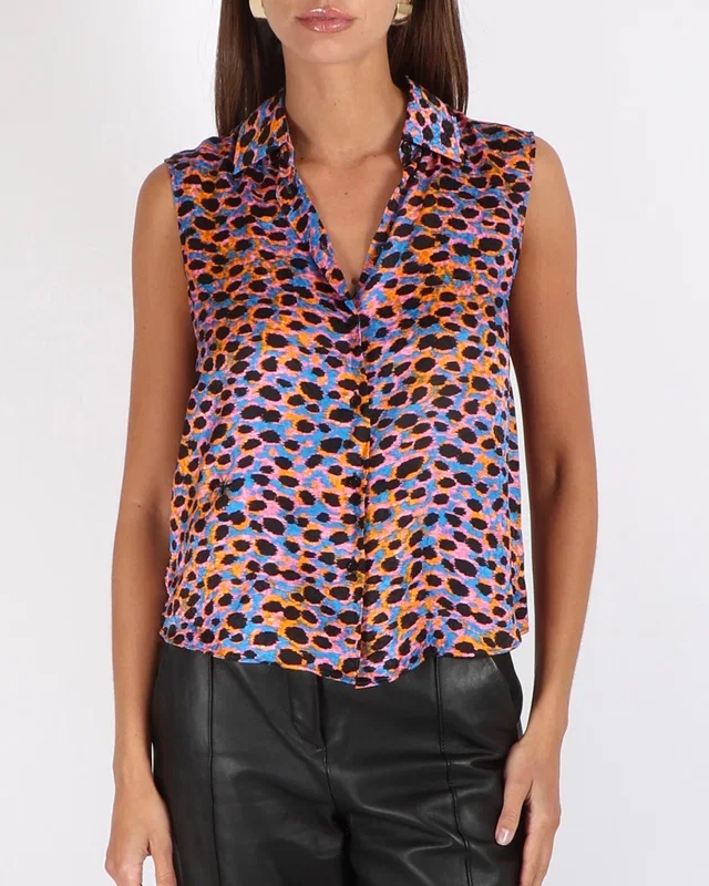 Dior Multi-Colour Silk Leopard Print Sleeveless Blouse Size FR 36 (UK 8) in Silk from Sellier