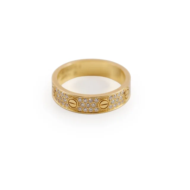 Cartier Classic Love Yellow Gold Pave Size 53 Ring in Yellow from The Purse Affair