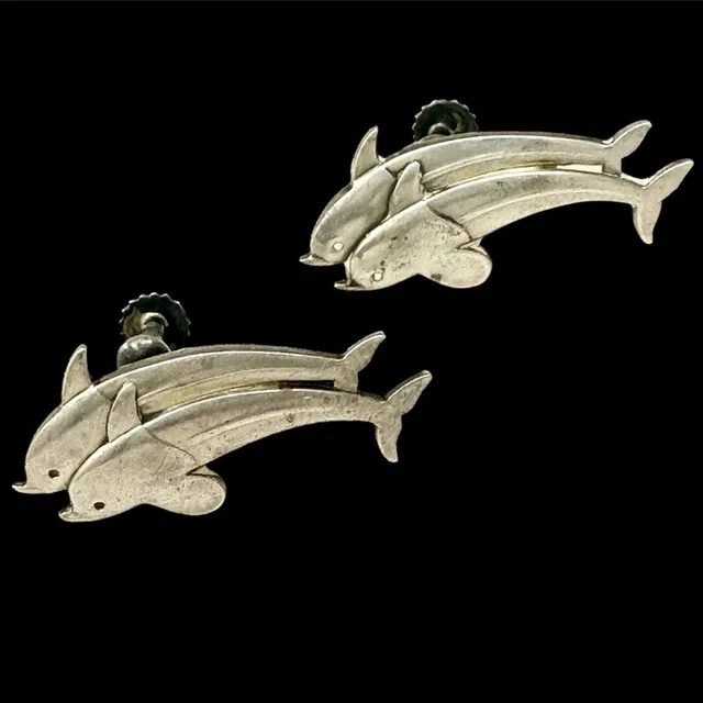 1950s Georg Jensen Denmark Dolphins Sterling Silver Screw Back Earrings Vintage in gray|silver from Poshmark