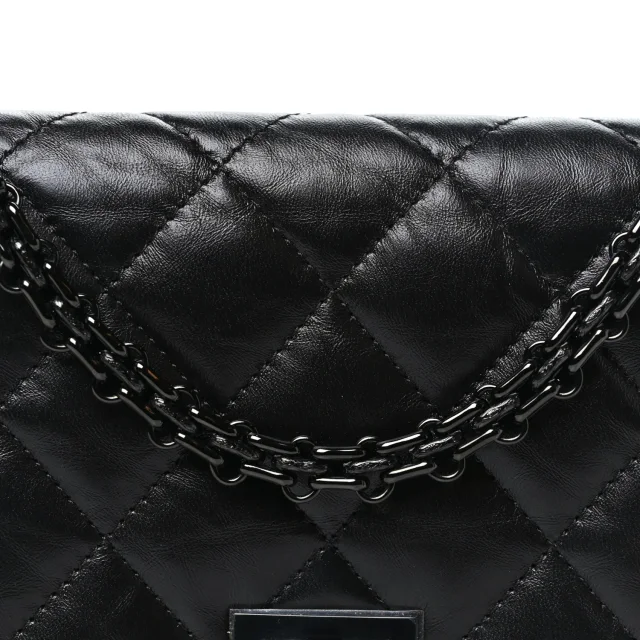 Chanel Aged Calfskin Quilted Reissue Wallet On Chain WOC So Black in Black Calfskin from FASHIONPHILE, photo 9 of 12