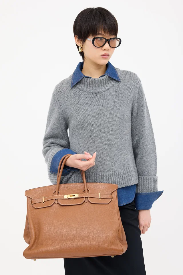 Hermès 2009 Gold Clemence Birkin 40 Bag in Gold Clemence leather from VSP Consignment