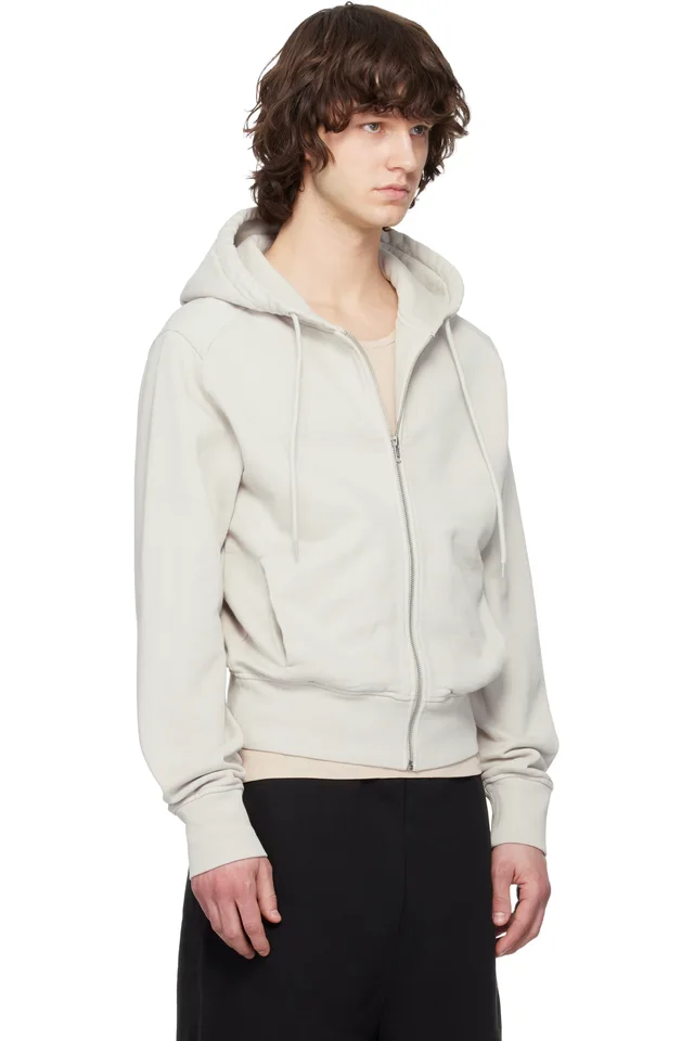 Entire Studios Off-White Slim Zip Up Hoodie, photo 2 of 4 from SSENSE
