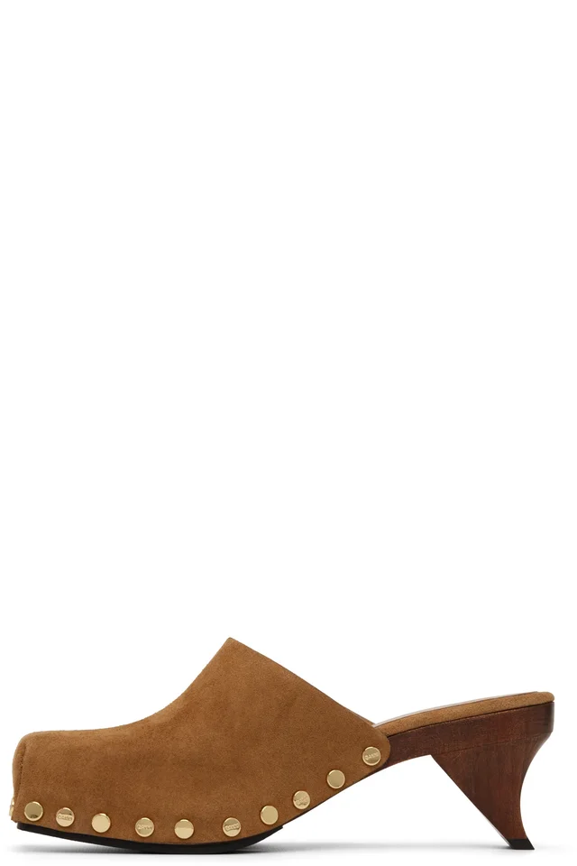 GANNI Brown June Sabot Mule Heels, photo 3 of 5 from SSENSE