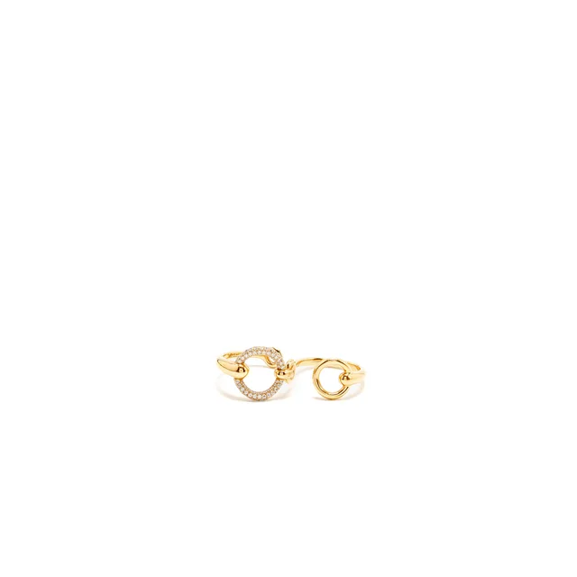 Hermès Size 56 Diler D’or Double Ring, Large Model, Rose Gold/Diamonds in Pink from EMIER