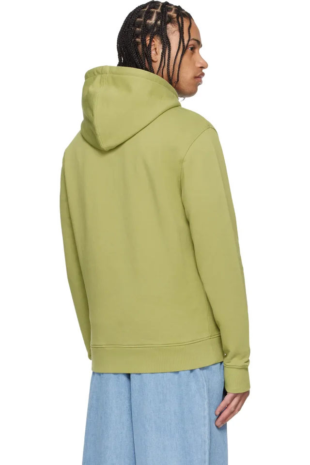 AMI Paris Green Cotton Contrasted Ami de Coeur Hoodie, photo 3 of 4 from SSENSE