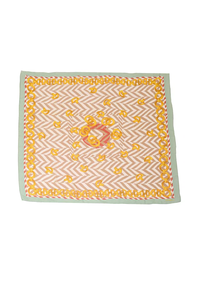 Celine Chevron Chain Print Scarf in Silk from Recess LA