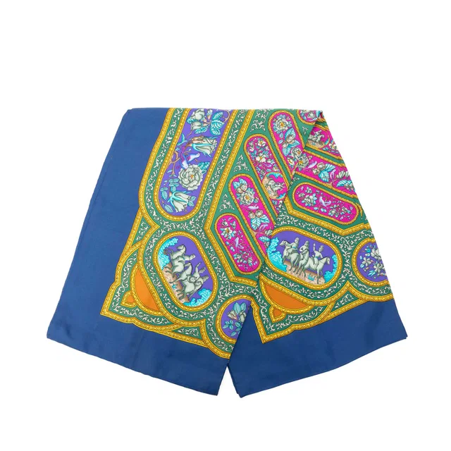 Blue Hermès Qalamdan Silk Scarf Scarves in Blue Silk from Designer Revival