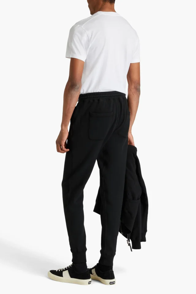 Tom Ford Tapered Cotton-Fleece Sweatpants in Navy, photo 3 of 4 from THE OUTNET