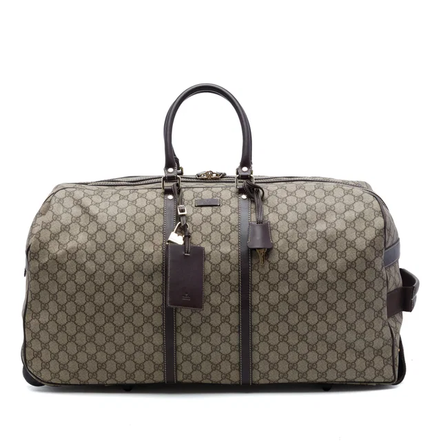 Beige Gucci Large GG Supreme Trolley Travel Bag in Beige Coated canvas from Designer Revival