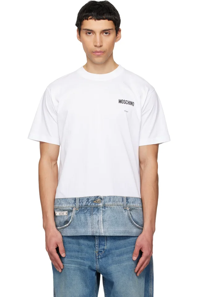 White Printed Organic Cotton Jersey T-shirt