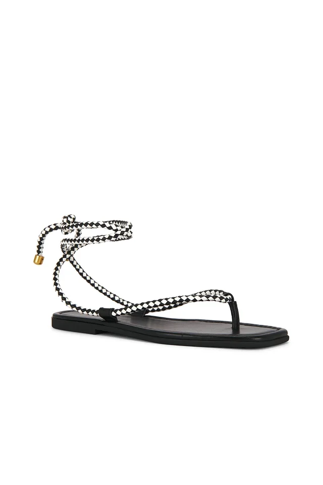 Veronica Beard Carmina Woven Cord Sandal in Black & Coconut, photo 2 of 5 from REVOLVE (Canada)