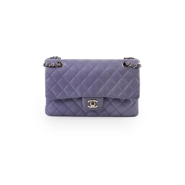 Chanel M/L Classic Flap Lambskin Purple in Purple Lambskin from The Purse Affair