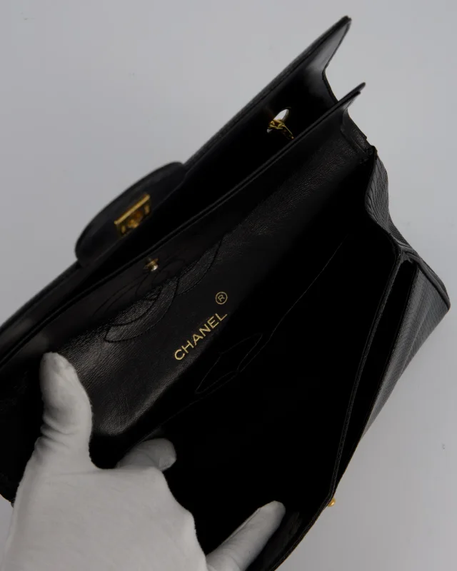 Chanel Vintage Medium Classic Flap Bag in Black Lizard from Sellier, photo 17 of 20