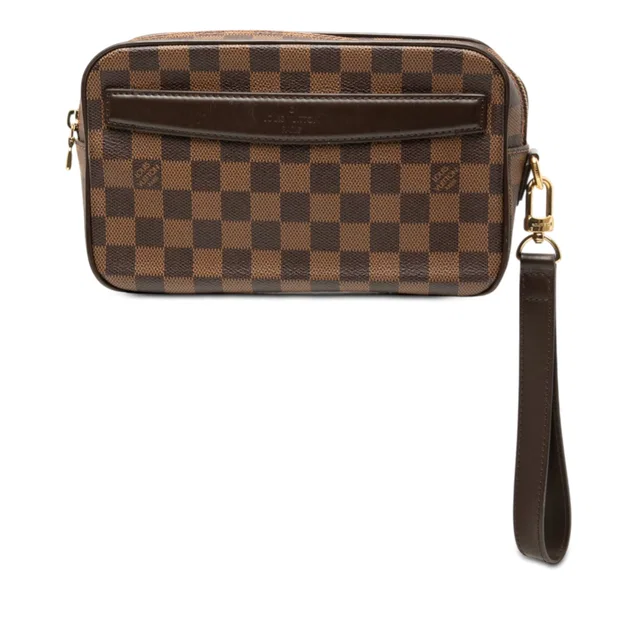 Brown Louis Vuitton Damier Ebene Pochette Saint Paul Clutch Bag in Brown Canvas from Designer Revival
