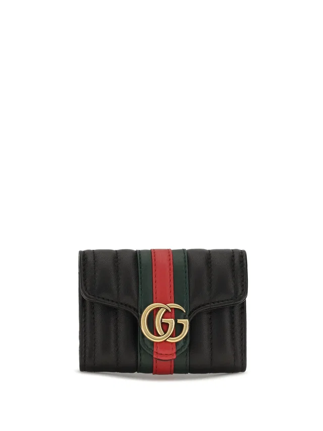 Gucci Marmont Web Wallet — Black Calf Leather Bos Taurus in Black Calfskin from HEWI