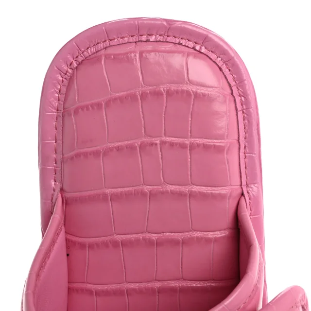 Balenciaga Logo Crocodile Embossed Slides 40 Fuxia in Calfskin from FASHIONPHILE, photo 7 of 10