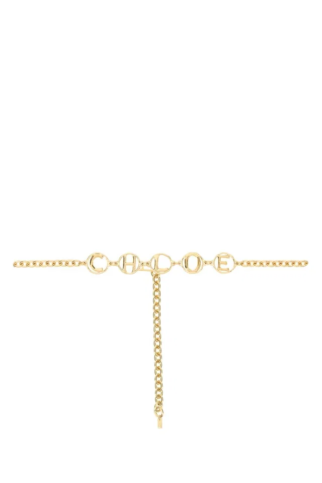 Chloé Gold Metal Chain Script Belt in Gold from HEWI