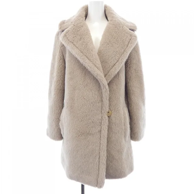 Max Mara Coat Beige in Beige Silk from The Reluxe