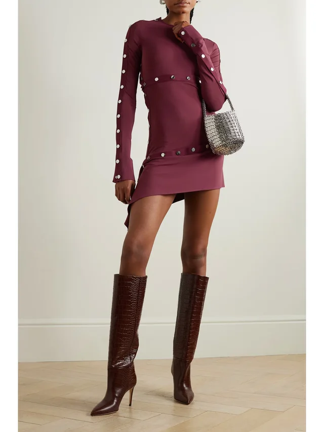 THE ATTICO Asymmetric grosgrain-trimmed jersey mini dress, photo 2 of 2 from NET-A-PORTER (Canada)