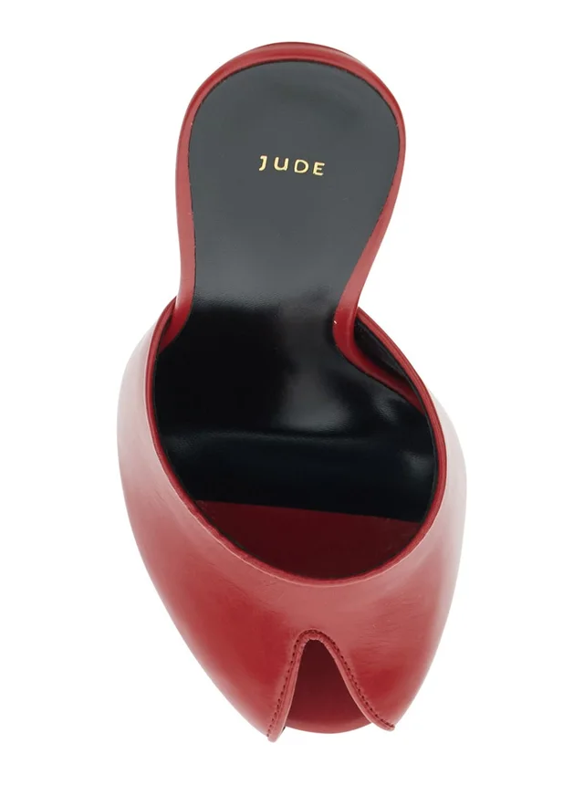JUDE 'Date' Red Heel Sandals with Cut-out Toe in Leather Women in Red 100% Lambskin, photo 8 of 8 from Gaudenzi Boutique