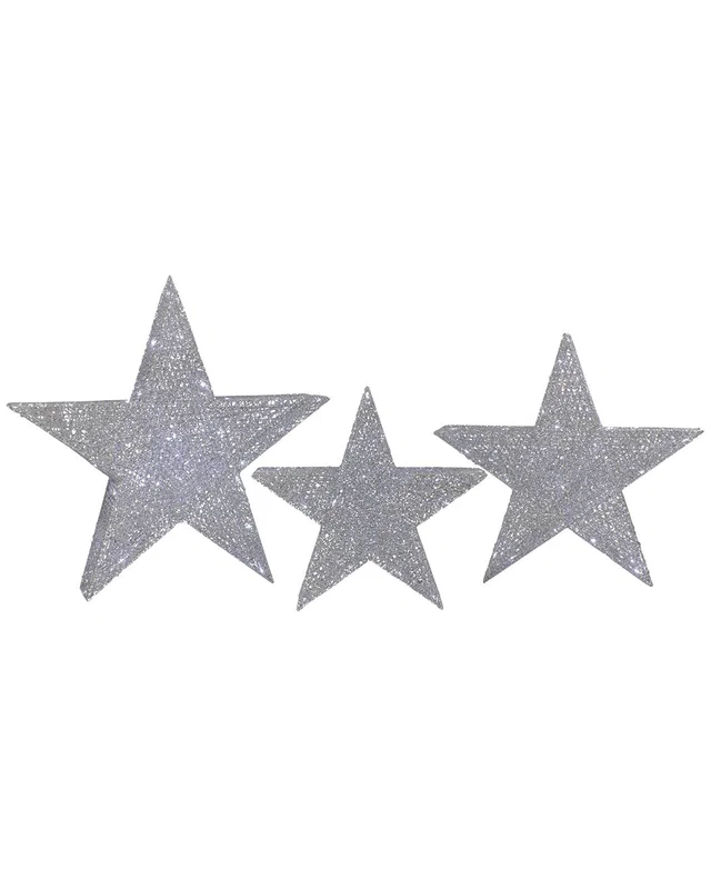Northlight Set of 3 LED Lighted Silver Stars Outdoor Christmas Decorations 24In, image 1 of 1 from Rue La La