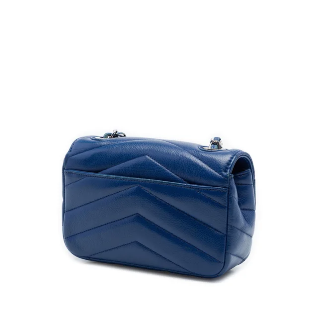 Blue Chanel Mini Caviar Chevron Data Center Envelope Flap Crossbody Bag in Blue Caviar leather from Designer Revival, photo 2 of 2